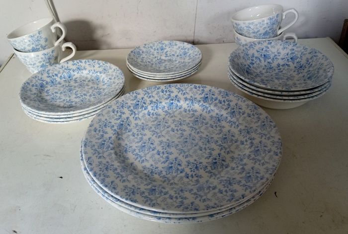 Churchill Light Blue and White Dinner Set