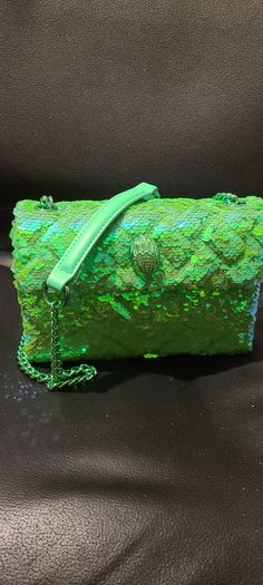 Kurt Geiger Sequin Kensington Medium Handbag in Green