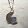 Sterling silver moonstone pendant. 18 or 20 inch chain Image 8