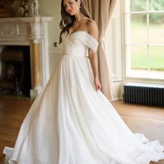 rainbow glitter A line wedding dress with pockets