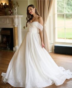 rainbow glitter A line wedding dress with pockets