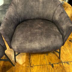 2 grey velvet barrel accent chairs