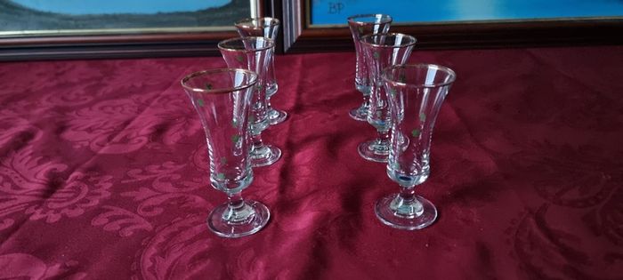 6 Pieces Irish Shamrock Gold Rimmed Footed Shot Glasses