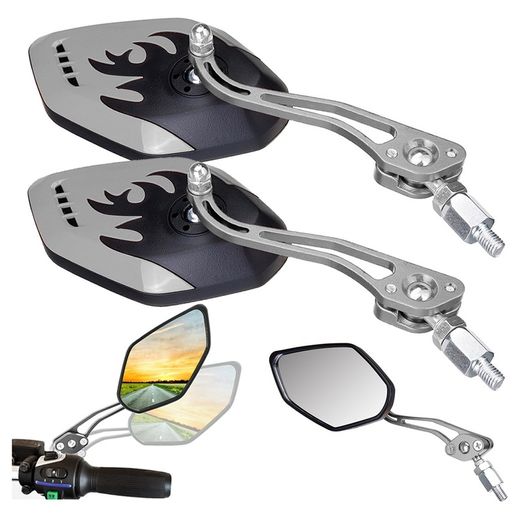 New Aluminum 2 Pcs Safety Adjustable Mirror Bike Bicycle Rear View Glass #1458