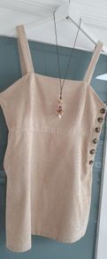 MANGO beige cord pinafore with pockets Sz L (12-14)