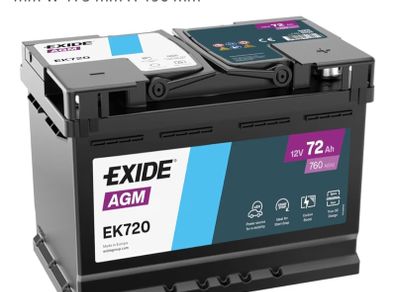 12v Exide 096 stop/start Battery