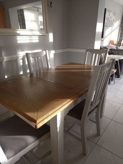 Dining table 125cm-165cm Grey Extendable Dining Table - Georgia