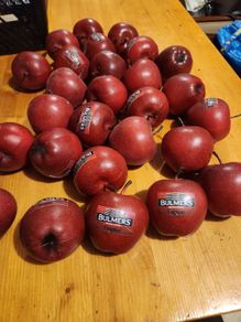 27 X Faux Fake Decorative Red Apples IN A VINTAGE Jacob's Buiscuit Tin.