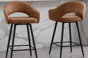 Set of 2 PU Leather Bar Stools Kitchen Padded Bar Stools Rotatable
