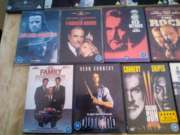 Sean Connery Dvd Collection Bundle 007 James Bond Highlander The Rock Dr No The Untouchables Etc
