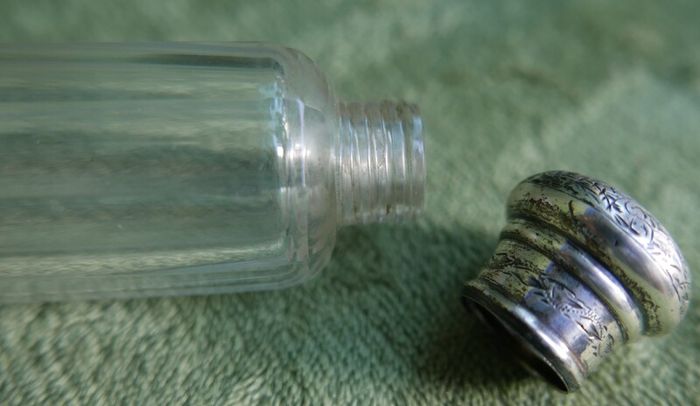 Antique Edwardian 1800s Set 5 Sterling Silver Cut Glass Vanity Pin Bottles Jars