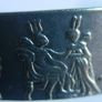 Vintage Egyptian Silver Plated Cuff Charm Bracelet Decorated Pharaohs Hieroglyphi Image 6
