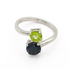 Peridot and Spinel 925 Silver Ring