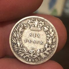 1842 Sixpence Victoria Low Mintage Silver 925