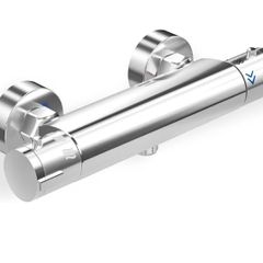 Shower Mixer Bar Single Lever Exposed Bath Shower Mixer Valve Anti Scald Tap, Hot Cold Water Mixer Constant Temperature Control for Bathroom Chrome