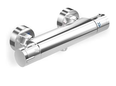 Shower Mixer Bar Single Lever Exposed Bath Shower Mixer Valve Anti Scald Tap, Hot Cold Water Mixer Constant Temperature Control for Bathroom Chrome