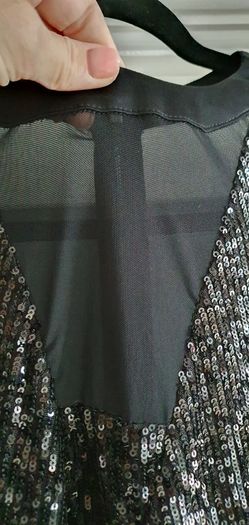 UNSIGNED black sequins and sheer bodycon Sz 8