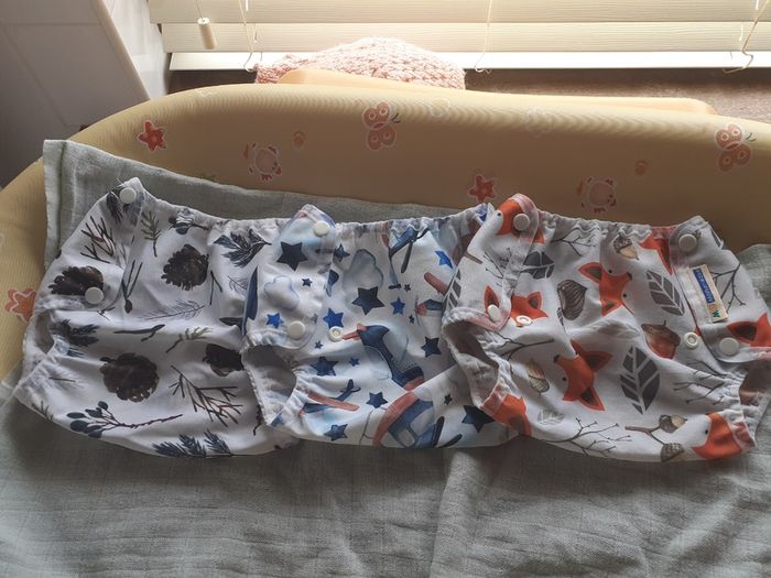 Fitted Nappies and Wraps for 0-6 months