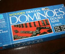 Vintage 1970s Milton Bradley 55 Piece Double Nine Wooden Dragon Domino Set Mint