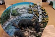 Bears fishing plaque