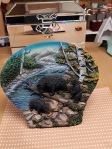 Bears fishing plaque