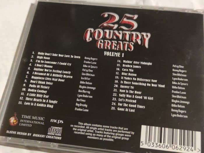 25 Country Greats Vol 1 Cd