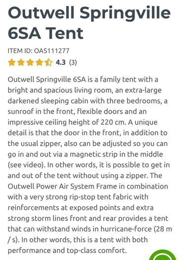 Outwell tent