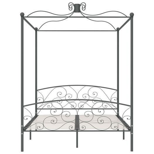 Canopy Bed Frame Grey Metal 180x200 cm