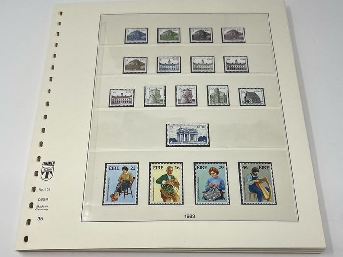 1972-91 Ireland Mint Never Hinged Stamp Collection in Lindner Album. Contained on 56 Lindner Album Pages. 58 Images.