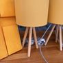 Mustard Yellow Home Decor Set   2x Tripod Lamps, Large Shade & Magazine Holder Image 3