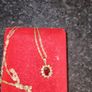 9ct gold necklace with ruby and diamond pendant Image 3
