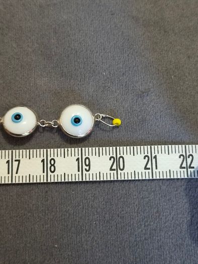 Sterling Silver Evil Eye Glass Charm Bracelet