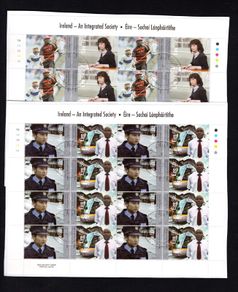 2013 Ireland Ireland an Integrated Society Commemorative Stamp Sheetlet Plate 1A1A1A1A Fine CDS Used with Dublin cancel of 26th September 2013 (First day of issued) on envelope extract.