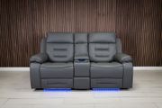 Knox 2 Seater Dark Grey Electric Leather Recliner Sofa