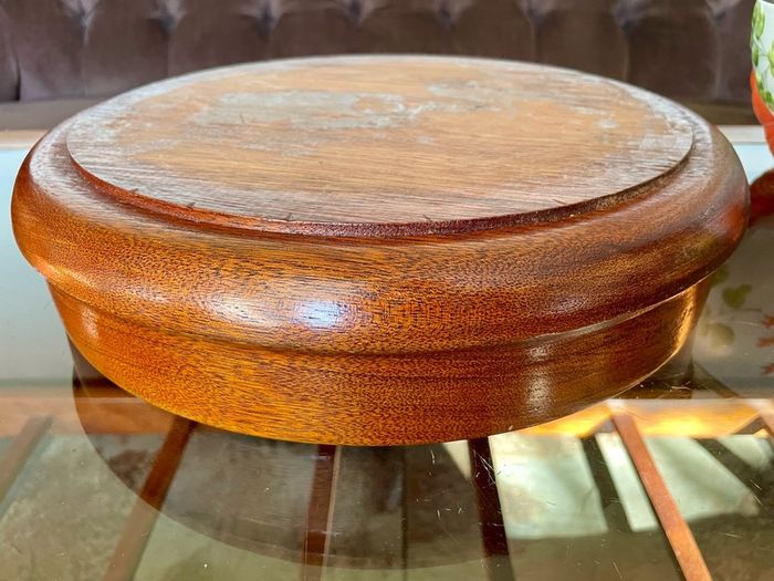 Magnificent Vintage Wide Wooden Turned Shallow Fruit Salad Bowl 1950s 1960s