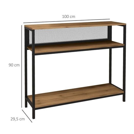 Sideboard Console Table Hall Shelf, Industrial Design, 100 cm x 29.5 cm x 90 cm, Brown + Black