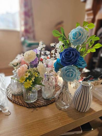Large Tub of Table Decorations Vases and Flowers
