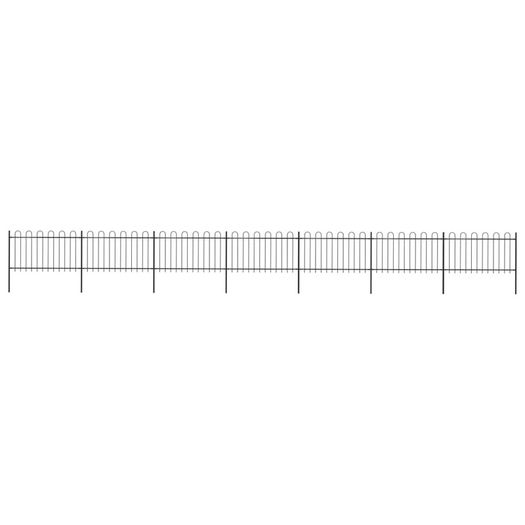 Garden Fence with Hoop Top Steel 11.9x1 m Black