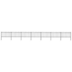 Garden Fence with Hoop Top Steel 11.9x1 m Black