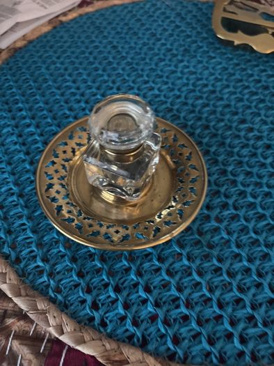 antique inkwell and tray