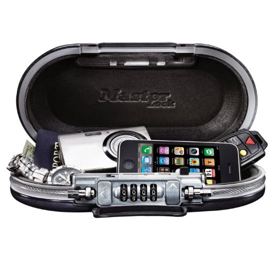 Master Lock Portable Small Lock Box, Set Your Own Combination Lock Portable Safe, Personal Travel Safe, 5900D, Gunmetal Grey, 9-17/32 in. Wide
