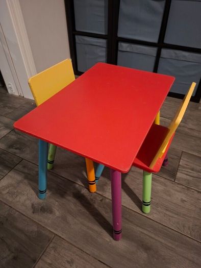 Kids Wooden Table and Chairs x2