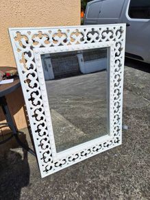 Extra large white wooden framed mirror