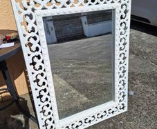 Extra large white wooden framed mirror