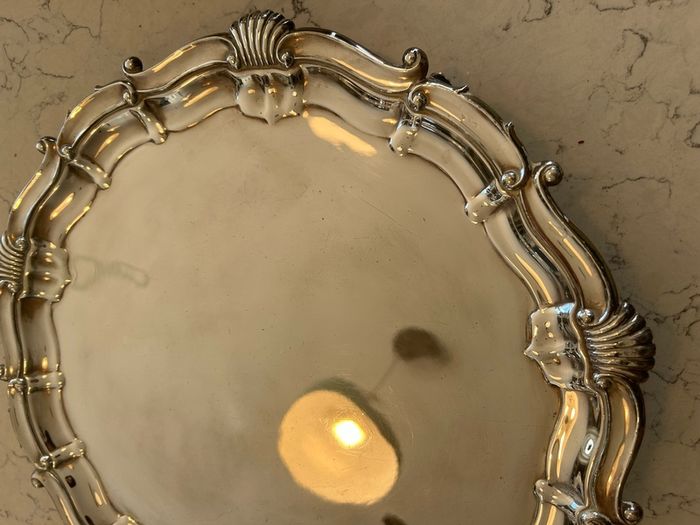 Vintage Silver Plate Style English Shell Pattern Tray