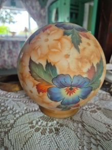Handpainted Glass Globe shade Bellova Antique 1920s/30s Bellova Art Nouveau Czech glass globe shade