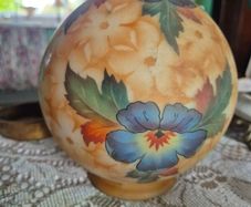 Handpainted Glass Globe shade Bellova Antique 1920s/30s Bellova Art Nouveau Czech glass globe shade