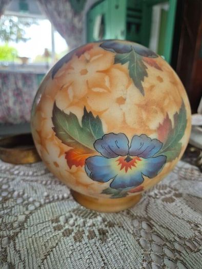 Handpainted Glass Globe shade Bellova Antique 1920s/30s Bellova Art Nouveau Czech glass globe shade