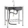 Camping Sink Double Basins with Tap Stainless Steel Image 4