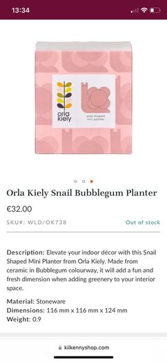 Orla Kiely Snail Bubblegum Planter -BNIB